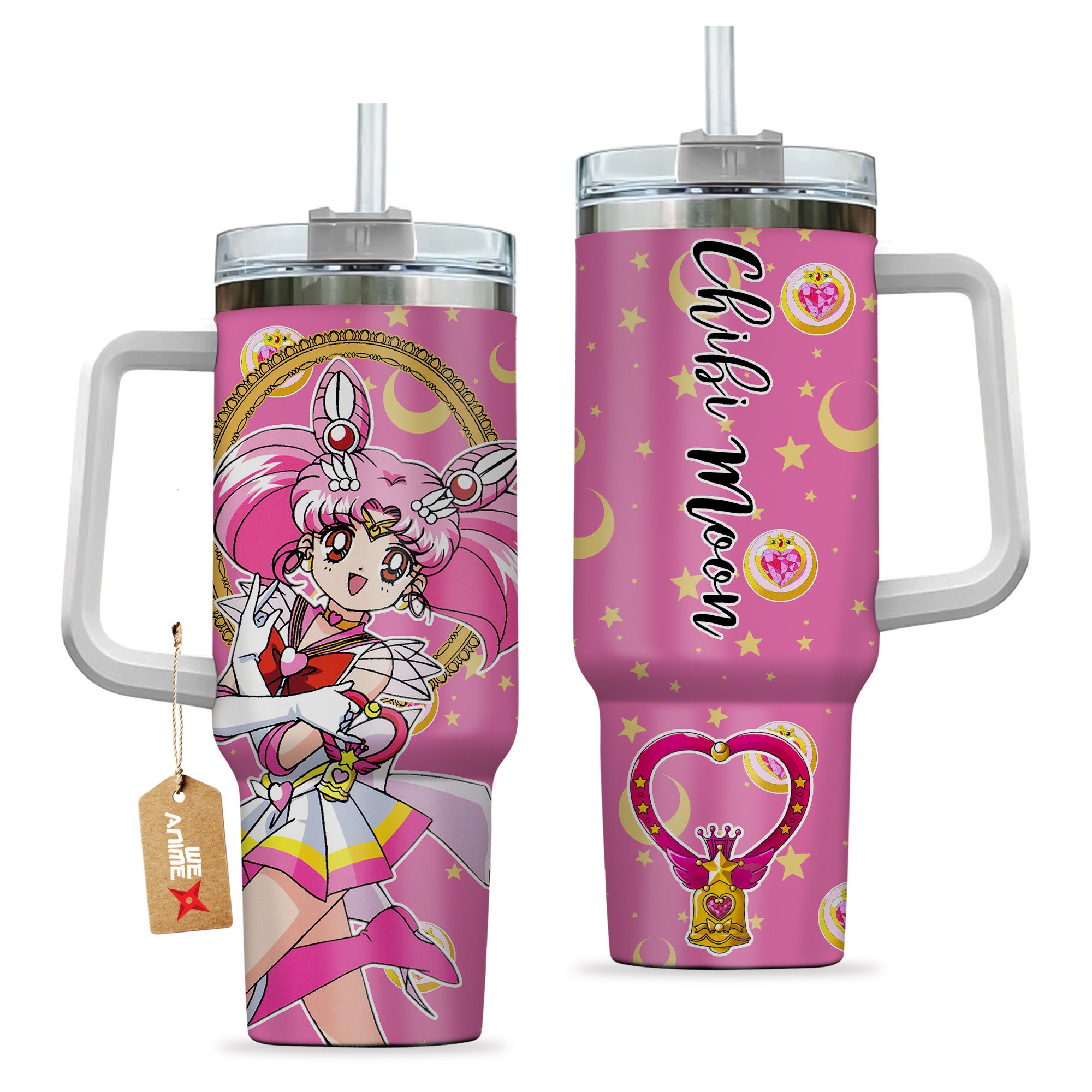 Chibiusa Sailor Moon manga Anime Custom Stanley Quencher 40oz Stainless Steel Tumbler With Handle HG Personalized Anime Cup 326299-1-3