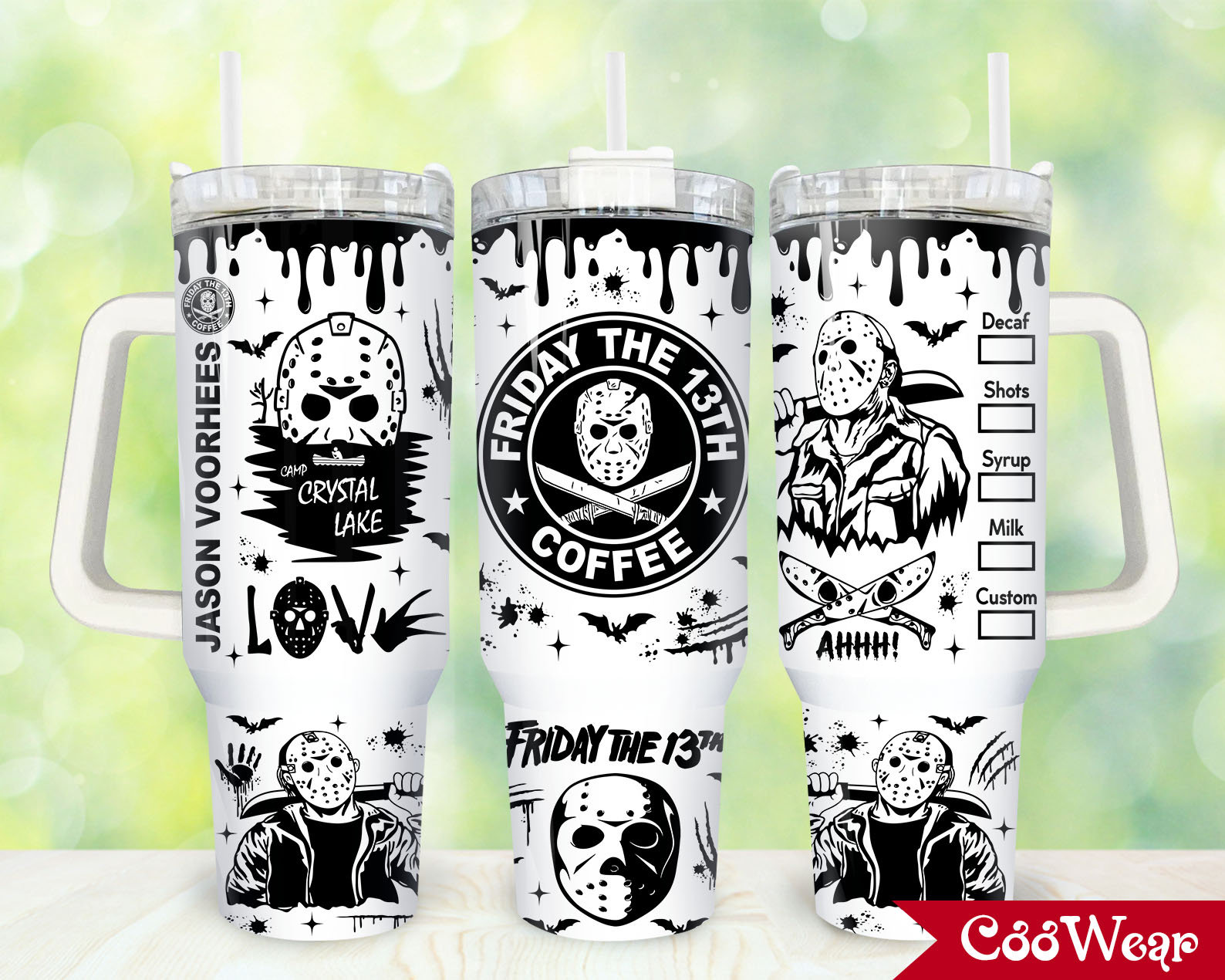 Friday the 13th Horror Movies Horror Characters 40oz Tumbler with Handle, Gift for Jason Voorhees fan, Birthday Anniversary Tumbler Gift HFN Horror Halloween Tumbler 327404