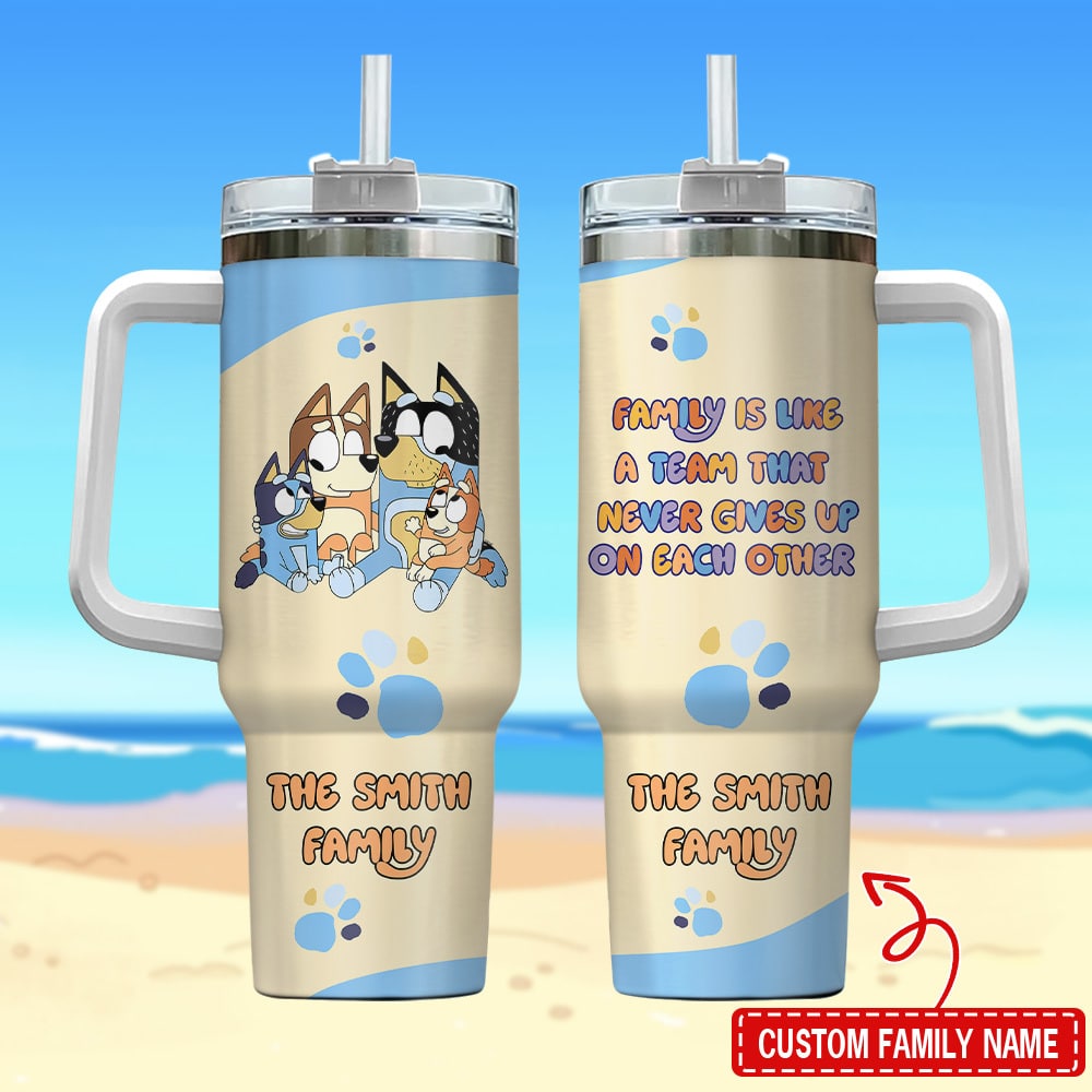 Personalized Bluey Tumbler And Bingo Gift For Bluey Family Lovers The Heeler Family 40oz Quencher Stanley Tumbler LN 343498