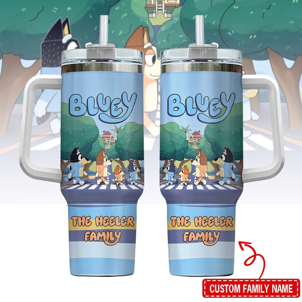 Personalized Bluey Tumbler And Bingo Gift For Bluey Family Lovers The Heeler Family 40oz Quencher Stanley Tumbler LN 343499