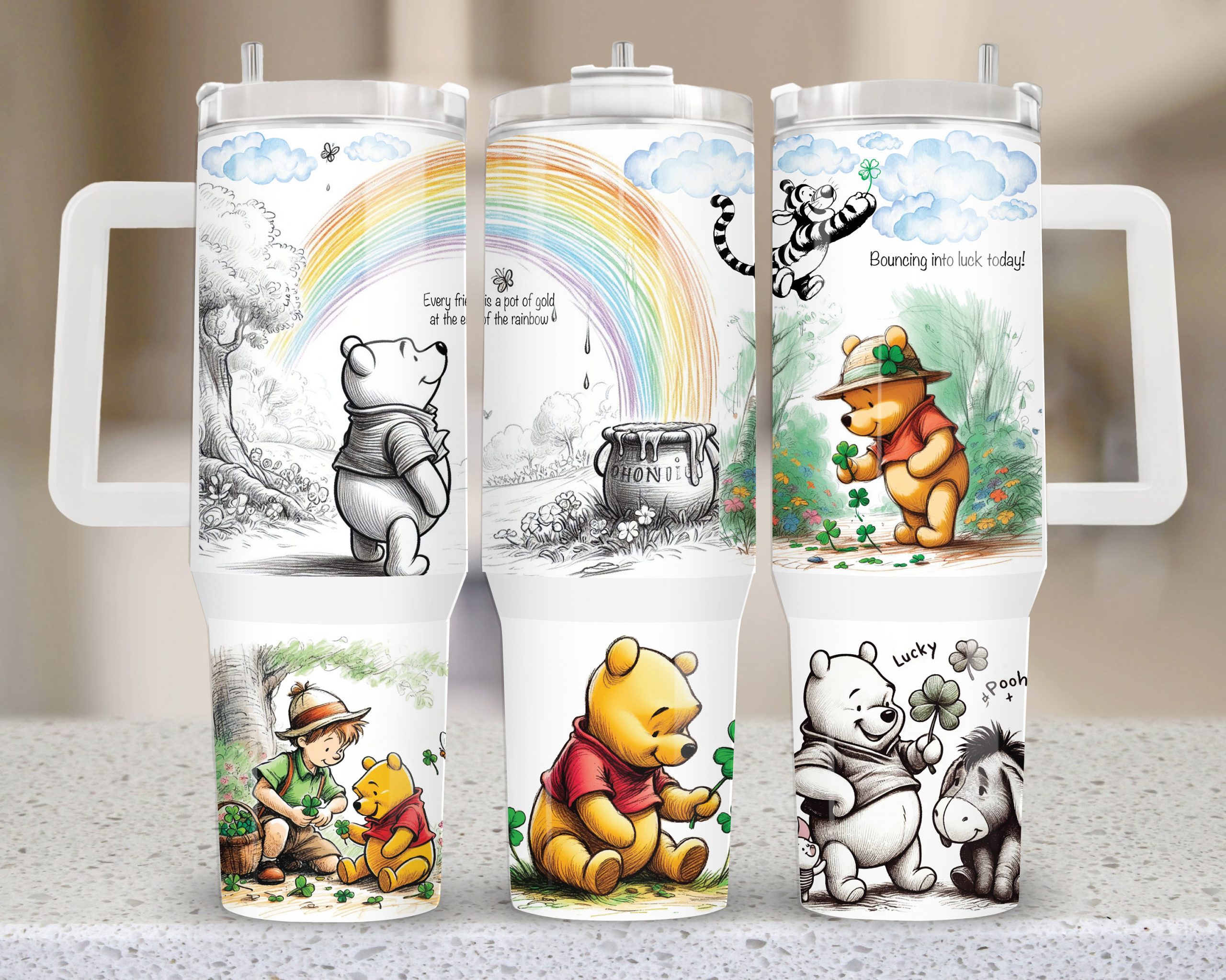 Winnie-the-Pooh St Patricks Day Tumbler Gift 40oz Tumbler with handle, Birthday Anniversary Gift for Disney fan HFN 3273661